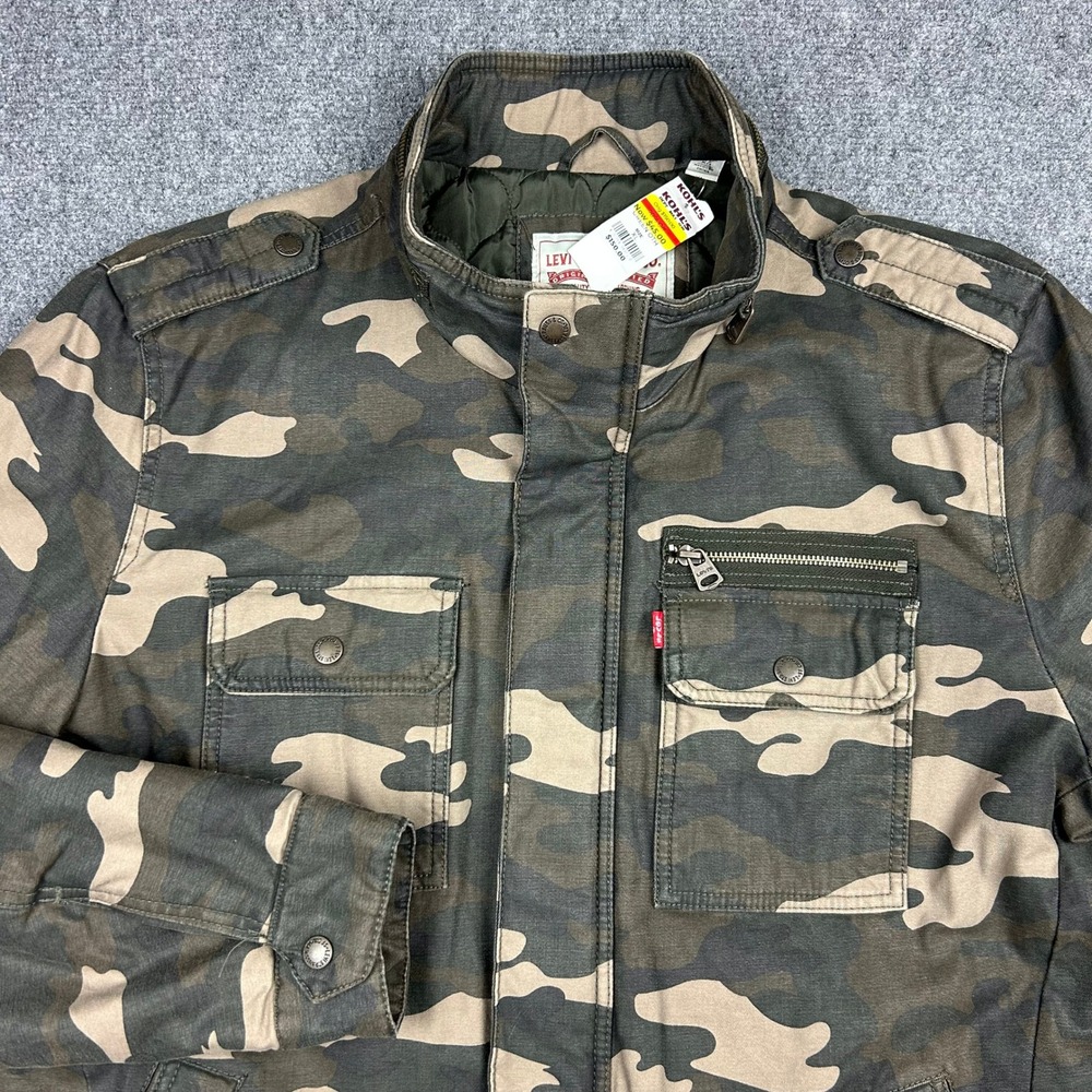 Levi's Military Jacket Mens XL Green Camo Quilted Lining Cotton Utility Gorpcore